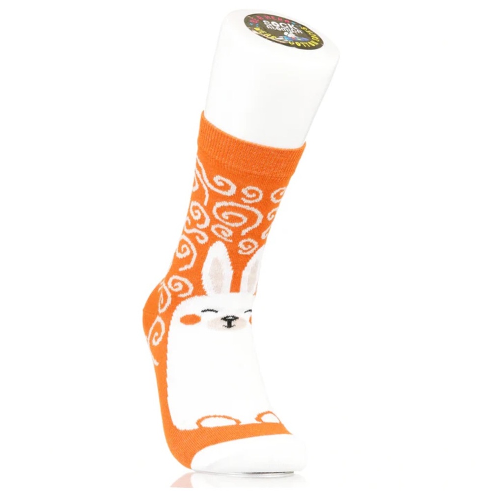 3/$15 Orange Bunny Swirl Socks | Big Shoe Size 41-46 | Easter Spring Gift Unisex - Picture 3 of 10